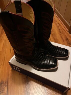 Men’s Anderson Bean black caiman belly boots size 12 D